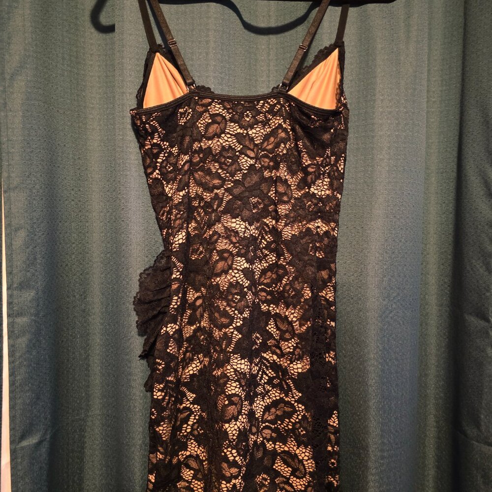 Womens Summer Dresses Sleeveless Black Floral Lace Ruffle Hem Cami Dress Short - Picture 3 of 6